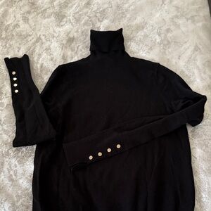 Zara Black Turtleneck Sweater with Button Accents